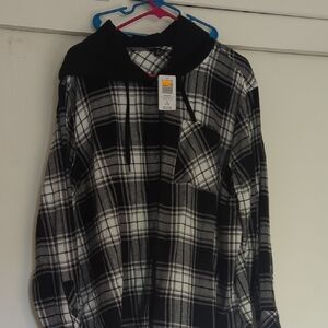 Chic Black and White Plaid Hoodie